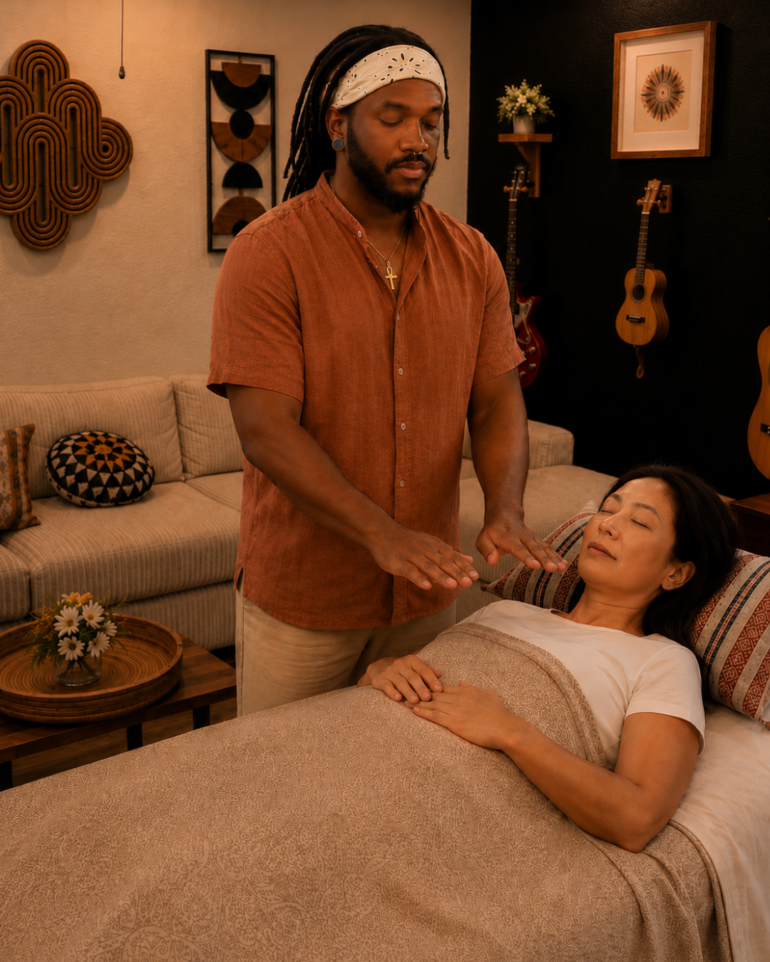 Tye Adekoya Reiki session at Simply Reiki Houston